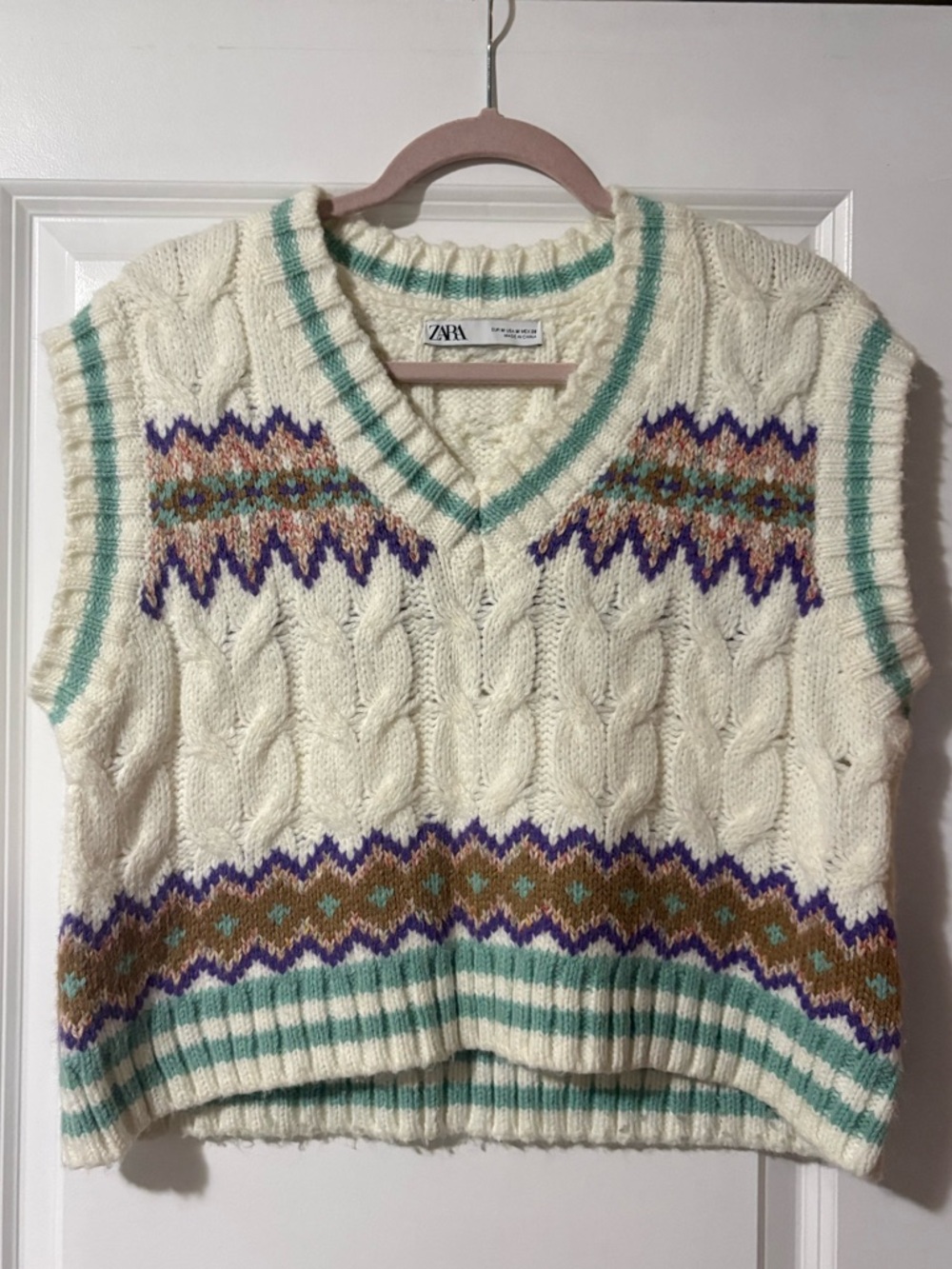 Zara V-Neck Cable Knit Vest - Picture 3 of 5
